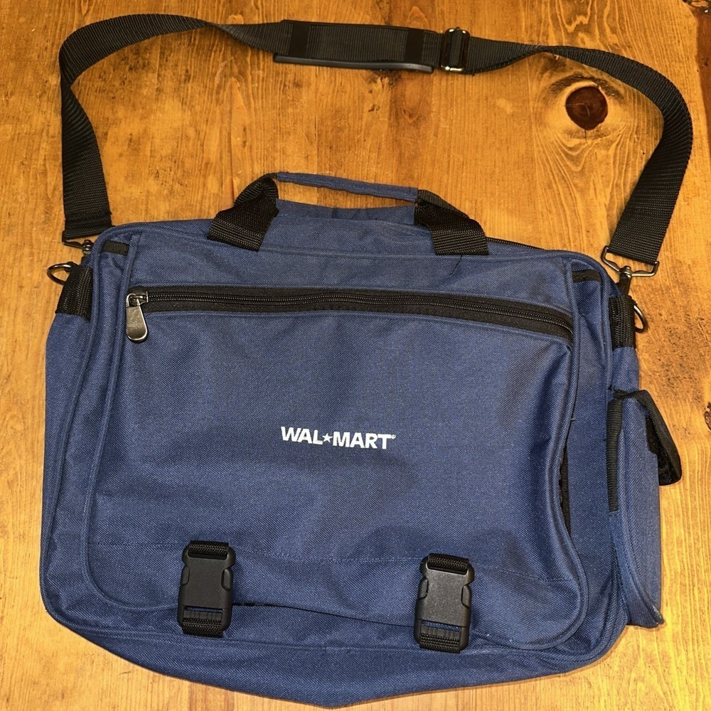 VTG Walmart Brand Messenger Bag Laptop Case Blue Multiple Pockets